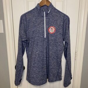Nike Dri-FIT Team USA Olympic Women Large Quarter Zip Pullover Blue Heathered